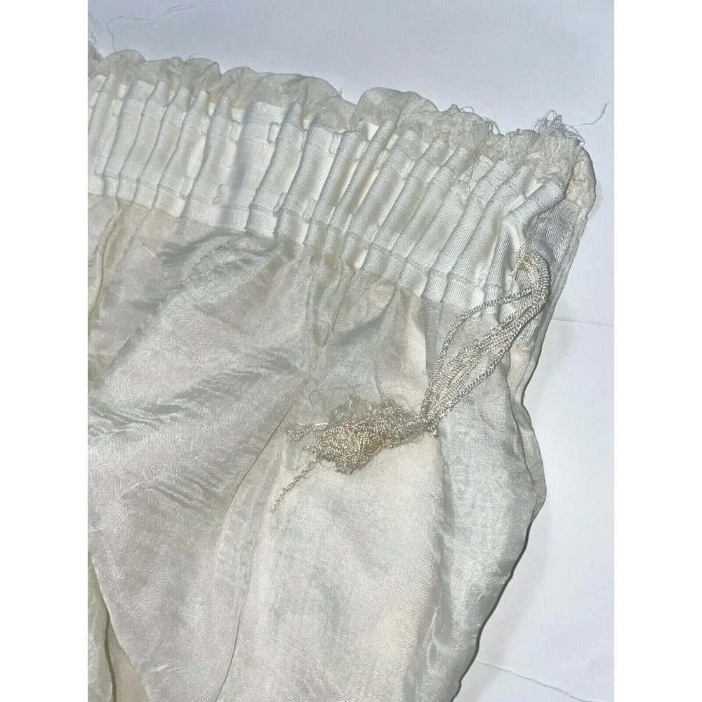 1 Rare Antique Tulle Handmade Curtain Victorian Vintage White Sheer Tussore Wide